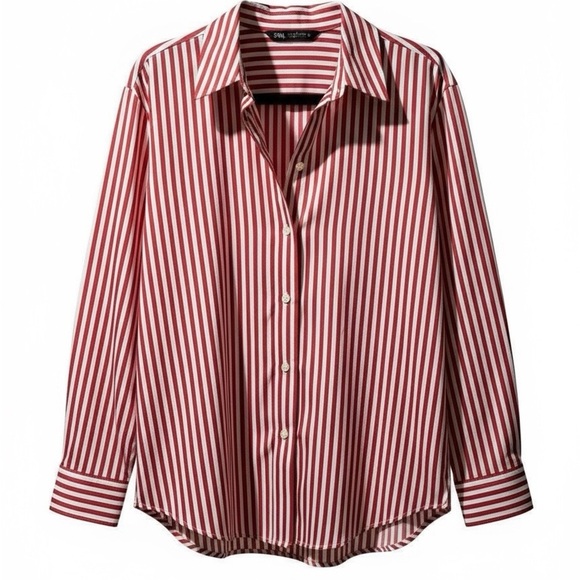 Zara over sized Red and White Striped Shirt - Picture 2 of 6